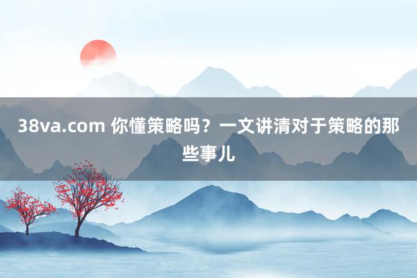 38va.com 你懂策略吗？一文讲清对于策略的那些事儿