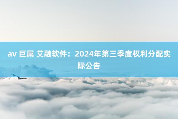 av 巨屌 艾融软件：2024年第三季度权利分配实际公告