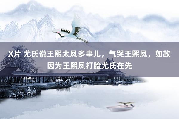 X片 尤氏说王熙太凤多事儿，气哭王熙凤，如故因为王熙凤打脸尤氏在先