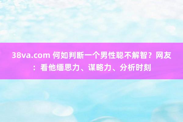 38va.com 何如判断一个男性聪不解智？网友：看他缅思力、谋略力、分析时刻