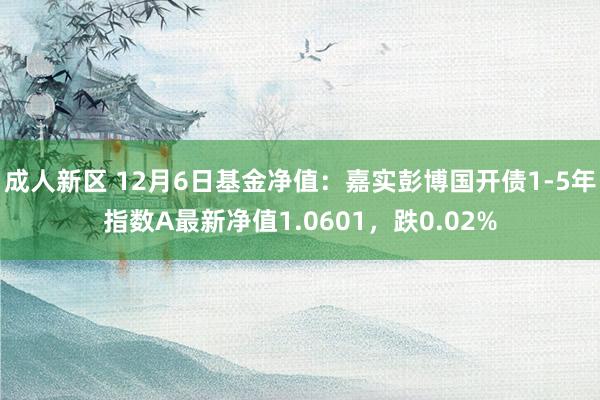 成人新区 12月6日基金净值：嘉实彭博国开债1-5年指数A最新净值1.0601，跌0.02%