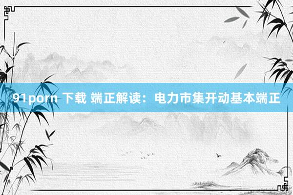 91porn 下载 端正解读：电力市集开动基本端正