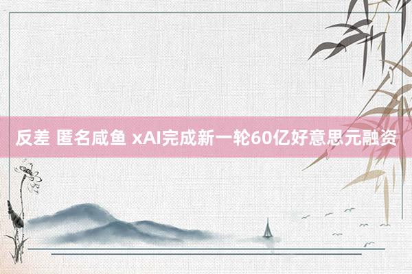反差 匿名咸鱼 xAI完成新一轮60亿好意思元融资