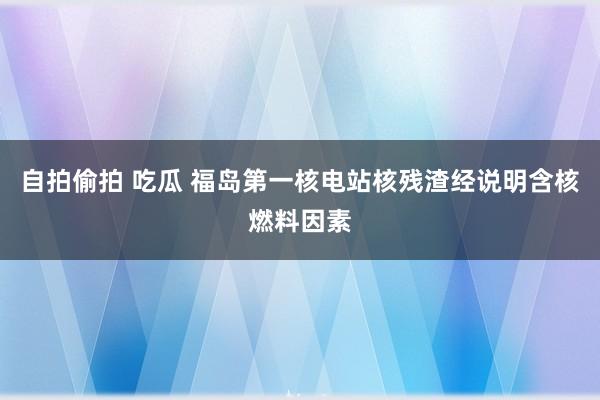 自拍偷拍 吃瓜 福岛第一核电站核残渣经说明含核燃料因素