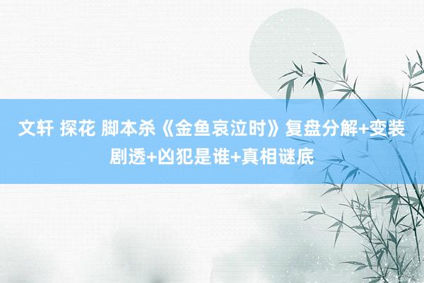 文轩 探花 脚本杀《金鱼哀泣时》复盘分解+变装剧透+凶犯是谁+真相谜底