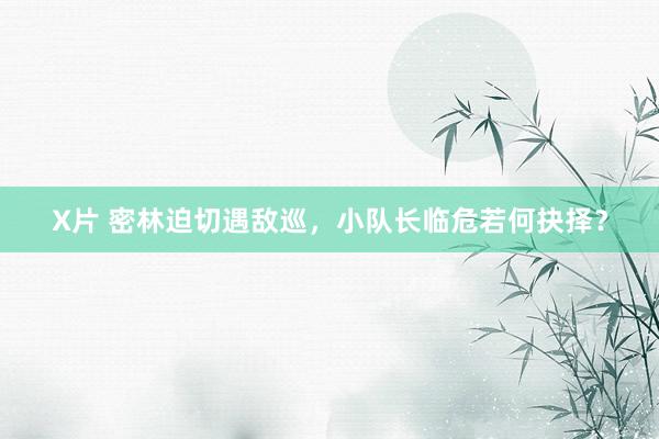 X片 密林迫切遇敌巡，小队长临危若何抉择？