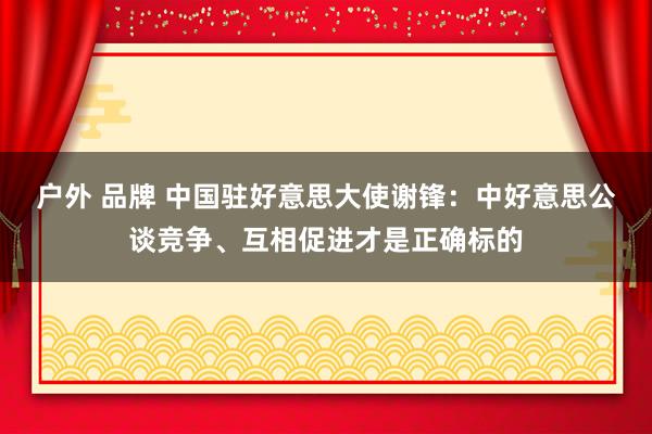 户外 品牌 中国驻好意思大使谢锋：中好意思公谈竞争、互相促进才是正确标的