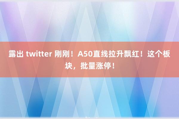 露出 twitter 刚刚！A50直线拉升飘红！这个板块，批量涨停！