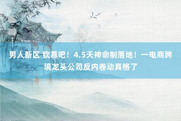 男人新区 钦慕吧！4.5天神命制落地！一电商跨境龙头公司反内卷动真格了