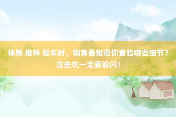 裸舞 推特 提车时，销售最短促你查验哪些细节？这些坑一定要躲闪！