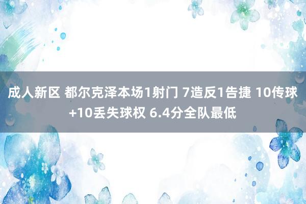 成人新区 都尔克泽本场1射门 7造反1告捷 10传球+10丢失球权 6.4分全队最低