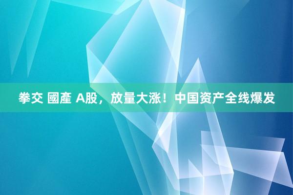 拳交 國產 A股，放量大涨！中国资产全线爆发
