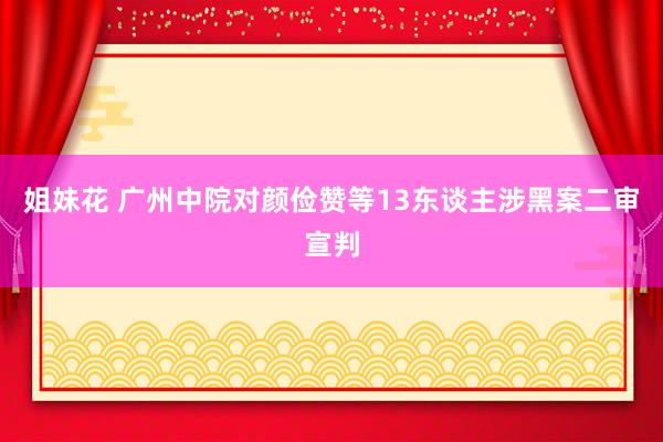 姐妹花 广州中院对颜俭赞等13东谈主涉黑案二审宣判