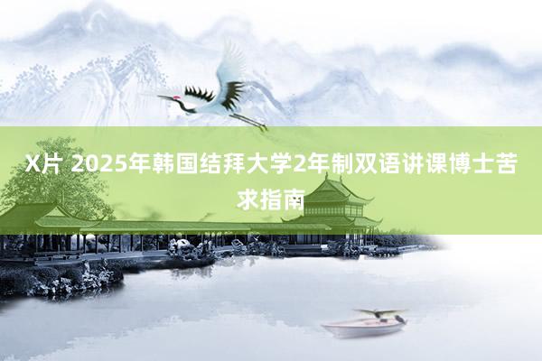 X片 2025年韩国结拜大学2年制双语讲课博士苦求指南