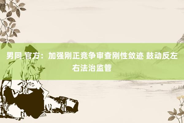 男同 官方：加强刚正竞争审查刚性敛迹 鼓动反左右法治监管