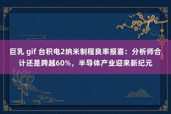 巨乳 gif 台积电2纳米制程良率报喜：分析师合计还是跨越60%，半导体产业迎来新纪元