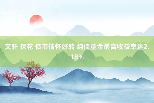 文轩 探花 债市情怀好转 纯债基金最高收益率达2.18%