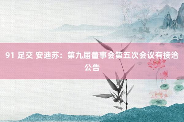 91 足交 安迪苏：第九届董事会第五次会议有接洽公告