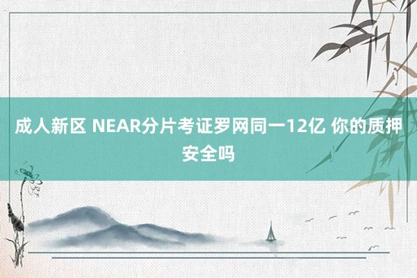 成人新区 NEAR分片考证罗网同一12亿 你的质押安全吗