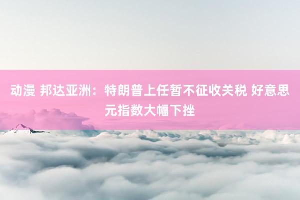 动漫 邦达亚洲：特朗普上任暂不征收关税 好意思元指数大幅下挫