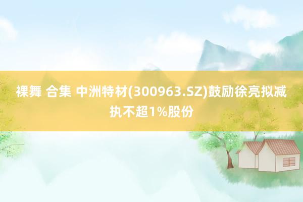 裸舞 合集 中洲特材(300963.SZ)鼓励徐亮拟减执不超1%股份