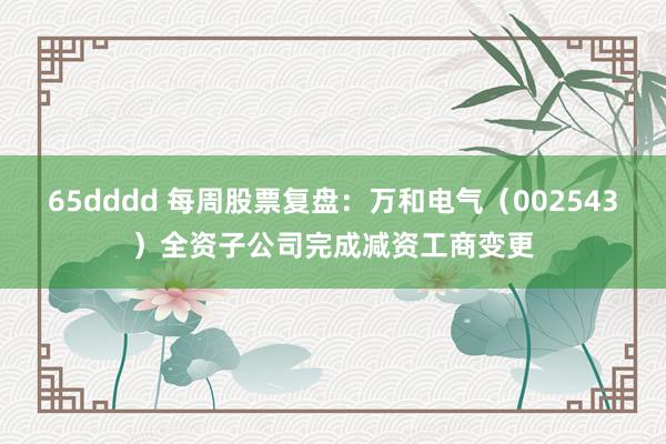 65dddd 每周股票复盘：万和电气（002543）全资子公司完成减资工商变更