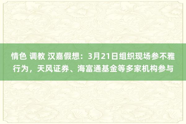 情色 调教 汉嘉假想：3月21日组织现场参不雅行为，天风证券、海富通基金等多家机构参与