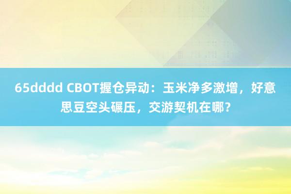 65dddd CBOT握仓异动：玉米净多激增，好意思豆空头碾压，交游契机在哪？