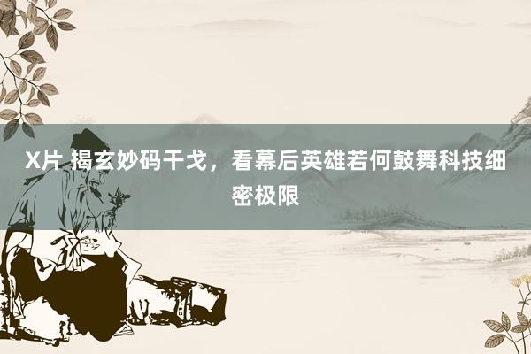 X片 揭玄妙码干戈，看幕后英雄若何鼓舞科技细密极限