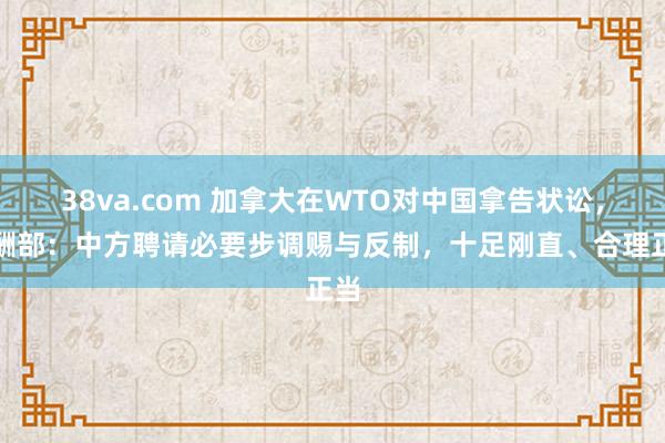 38va.com 加拿大在WTO对中国拿告状讼，应酬部：中方聘请必要步调赐与反制，十足刚直、合理正当
