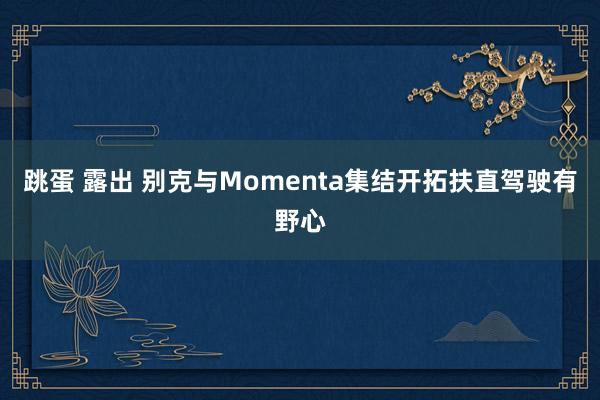 跳蛋 露出 别克与Momenta集结开拓扶直驾驶有野心