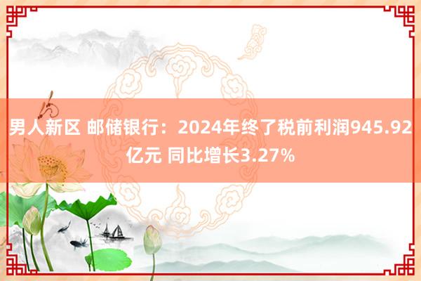 男人新区 邮储银行：2024年终了税前利润945.92亿元 同比增长3.27%