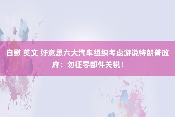 自慰 英文 好意思六大汽车组织考虑游说特朗普政府：勿征零部件关税！