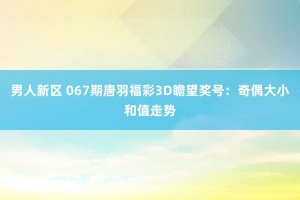 男人新区 067期唐羽福彩3D瞻望奖号：奇偶大小和值走势